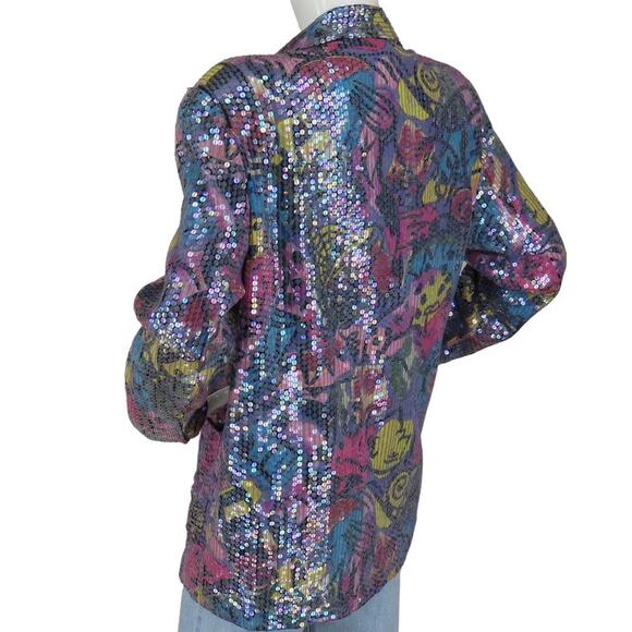 Sandy Starkman Sequins Glam Party Jacket Blazer Medium M - Picture 2 of 7